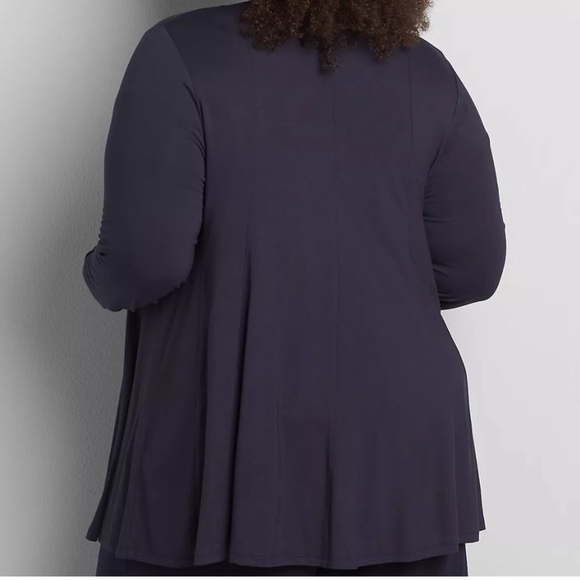 Lane Bryant Navy Blue Soft Fit and Flare Drape Open‎ Front Cardigan - Picture 2 of 7